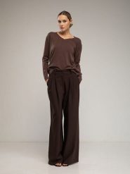 Tantra Spodnie w kolorze brązowym rozmiar: S. Brązowe spodnie materiałowe Tantra, na co dzień, s, bez wzorów, z materiału, z podwyższonym stanem. Za 260.43 zł.