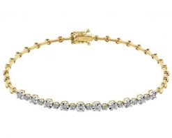 Bransoletka z żółtego złota z brylantami - 19 cm - 0,23 ct - próba 585. Żółte bransoletki Apart, z brylantem, złote. Za 7,290.00 zł.