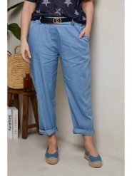 Curvy Lady Spodnie w kolorze błękitnym rozmiar: 44/46. Niebieskie spodnie materiałowe Curvy Lady, bez wzorów, z bawełny, z standardowym stanem. Za 119.40 zł.