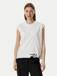 KARL LAGERFELD T-Shirt B2W17018 Biały Regular Fit. Białe t-shirty KARL LAGERFELD, xs, bez wzorów, z bawełny, bez kołnierzyka, bez ramiączek. Za 429.99 zł.
