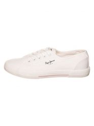 Pepe Jeans FOOTWEAR Sneakersy "Basic" w kolorze białym rozmiar: 39. Białe trampki Pepe Jeans FOOTWEAR, bez wzorów, z jeansu, bez zapięcia. Za 150.37 zł.