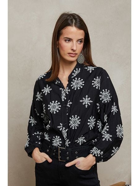 Plume Bluzka "Tidji" w kolorze czarnym rozmiar: L. Czarne bluzki Plume, l, bez wzorów, bez kołnierzyka, bez ramiączek. Za 132.36 zł.