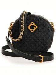 Guess Torebka w kolorze czarnym - 10 x 16 x 6 cm rozmiar: onesize. Czarne torby na ramię Guess, z aplikacjami, z materiału, na ramię, z tłoczeniem, bez dodatków. Za 259.74 zł.