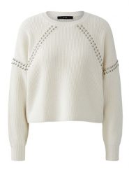 Oui Sweter w kolorze kremowym rozmiar: 40. Brązowe swetry Oui, bez wzorów, z bawełny, bez ramiączek. Za 226.24 zł.