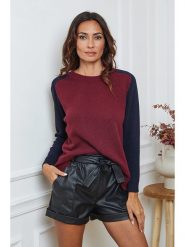 So Cachemire Sweter "Kaleis" w kolorze granatowo-bordowym rozmiar: S. Czerwone swetry So Cachemire, s, bez wzorów, z kaszmiru, bez ramiączek. Za 187.96 zł.