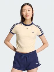 Adidas T-Shirt KS7376 Kremowy Slim Fit. Białe t-shirty Adidas, m, bez wzorów, z syntetyku, bez kołnierzyka, bez ramiączek. Za 198.99 zł.