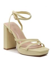 DeeZee Sandały F048-5 Zielony. Zielone sandały DeeZee, bez wzorów, ze skóry, bez obcasa, na słupku, bez zapięcia. Za 149.99 zł.
