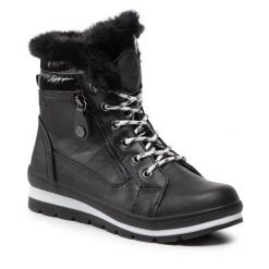 Botki Caprice. Czarne botki Caprice, bez wzorów, bez obcasa, na płaskiej podeszwie, bez zapięcia. Za 429.99 zł.