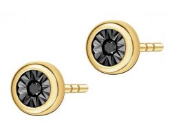 Kolczyki z żółtego złota z czarnymi brylantami - 0,02 ct - próba 375. Czarne kolczyki Apart, z brylantem, złote. Za 799.00 zł.