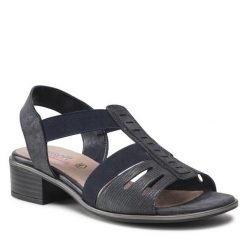 Sandały Go Soft. Niebieskie sandały GO SOFT, bez wzorów, bez obcasa, na płaskiej podeszwie, bez zapięcia. Za 179.99 zł.