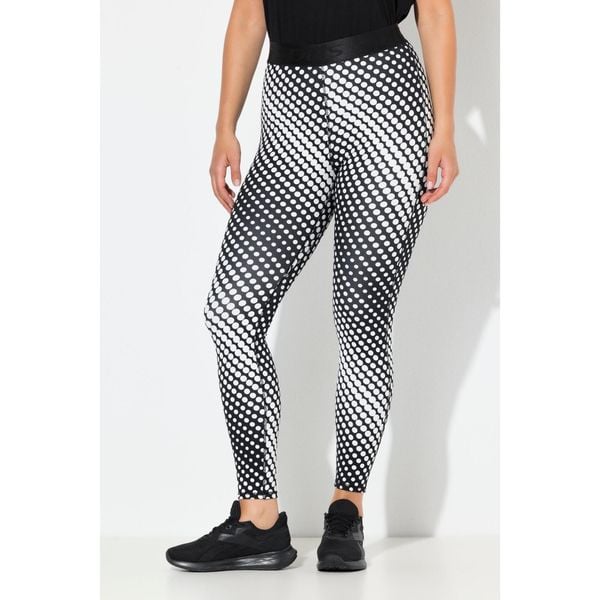 Damskie Legginsy sportowe kropki szybkoschnące elastyczny pas. Czarne legginsy Ulla Popken, plus size, bez wzorów, z elastanu. Za 199.99 zł.