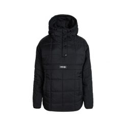 Damski płaszcz typu kangur z kapturem i kieszenią centralną DAPHNE. Czarne płaszcze Izas, bez wzorów, z nylonu, z kapturem. Za 443.43 zł.