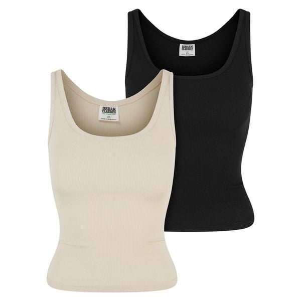 Damski tank top Urban Classics Organic Basic (x2). Brązowe topy Urban Classics, bez wzorów, z bawełny, bez kołnierzyka, bez ramiączek. Za 119.00 zł.
