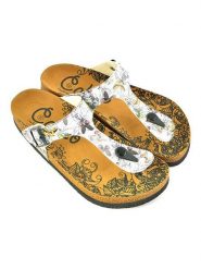 Calceo Japonki w kolorze białym ze wzorem rozmiar: 35. Białe klapki Calceo, bez wzorów, z materiału, z otwartym noskiem, bez obcasa. Za 165.99 zł.