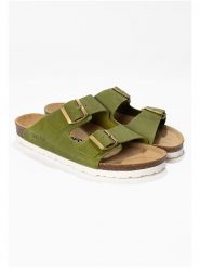 BACKSUN Skórzane klapki "Bali" w kolorze khaki rozmiar: 39. Brązowe klapki Backsun, bez wzorów, ze skóry, z otwartym noskiem, bez obcasa. Za 171.68 zł.