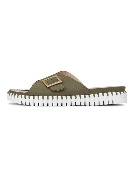 Ilse Jacobsen Klapki w kolorze khaki rozmiar: 42. Brązowe klapki Ilse Jacobsen, bez wzorów, z otwartym noskiem, bez obcasa. Za 69.91 zł.