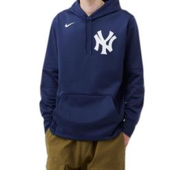 Bluza z kapturem Nike New York Yankees. Niebieskie bluzy Nike, na zimę, bez wzorów, z kapturem. Za 341.99 zł.