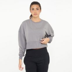 Krótka bawełniana bluza F ESSENCE szara. Szare bluzy LEGEA, l, bez wzorów, z bawełny, bez kaptura. Za 92.00 zł.