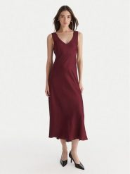 ViCOLO Sukienka koktajlowa TF0247 Bordowy Regular Fit. Czerwone sukienki ViCOLO, s, bez wzorów, z wiskozy, wizytowe, bez kołnierzyka, bez ramiączek. Za 399.99 zł.