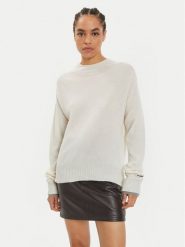 Pinko Sweter Donskoy 104468 A277 Biały Relaxed Fit. Białe swetry Pinko, m, bez wzorów, z kaszmiru, bez ramiączek. Za 589.99 zł.