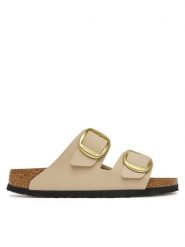 Birkenstock Klapki Arizona Big Buckle 1031429 Beżowy. Brązowe klapki Birkenstock, bez wzorów, z syntetyku, bez obcasa. Za 539.99 zł.