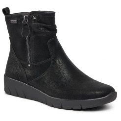 Botki Jana. Czarne botki JANA, bez wzorów, bez obcasa, na płaskiej podeszwie, bez zapięcia. Za 379.99 zł.