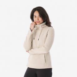 Bluza turystyczna damska Quechua NH100. Brązowe bluzy QUECHUA, l, bez wzorów, z bawełny, bez kaptura. Za 109.99 zł.