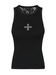 Vive Maria Top "Holy Summer" w kolorze czarnym rozmiar: XL. Czarne topy Vive Maria, xl, bez wzorów, z bawełny, bez kołnierzyka, bez ramiączek. Za 66.00 zł.