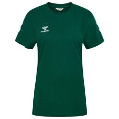 Koszulka damska Hummel Go 2.0 Chevron. Zielone bluzki Hummel, bez wzorów, z bawełny, sportowe, bez kołnierzyka, bez ramiączek. Za 155.00 zł.