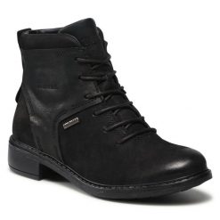 Botki Josef Seibel. Czarne botki Josef Seibel, bez wzorów, bez obcasa, na płaskiej podeszwie, bez zapięcia. Za 529.99 zł.