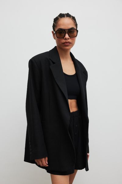 Marynarka z lnem oversize w kolorze BLACK - HARLEY. Czarne marynarki i żakiety Marsala, l, bez wzorów, z bawełny, eleganckie. Za 419.90 zł.