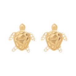 Kolczyki sztyfty Żółwie z białymi kryształkami, pozłacane. Białe kolczyki Lilou, z kryształem, pozłacane, na sztyftcie. Za 249.00 zł.