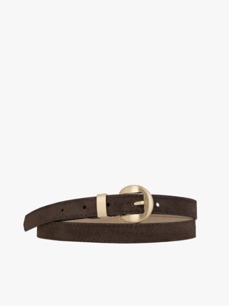 Brązowy pasek ze skóry welurowej. Brązowe paski Ryłko, bez wzorów, z jeansu, eleganckie. Za 129.99 zł.