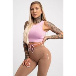 Top fitness damski Gym Glamour wiązany. Czerwone koszulki sportowe GYM GLAMOUR, bez wzorów, bez ramiączek, na fitness i siłownię. Za 99.99 zł.