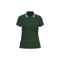 Polo z kontrastowymi lamówkami dla kobiet Kariban. Białe koszulki polo KARIBAN, bez wzorów, bez kołnierzyka, bez ramiączek. Za 125.50 zł.