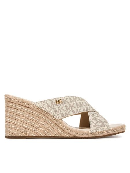 MICHAEL Michael Kors Espadryle Kenzie 40R6KZMS1B Kremowy. Białe espadryle MICHAEL Michael Kors, bez wzorów, ze skóry, bez obcasa, bez zapięcia. Za 408.99 zł.