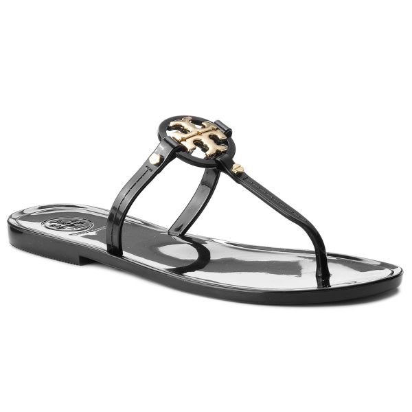 Japonki Tory Burch. Czarne klapki Tory Burch, bez wzorów, bez obcasa. Za 319.99 zł.