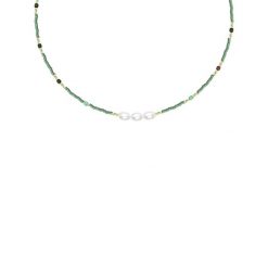 Naszyjnik z zielonymi japońskimi koralikami Miyuki. Zielone naszyjniki Lilou, z perłą, ze stali. Za 299.00 zł.