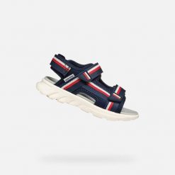 Sandały GEOX J SANDAL AIRADYUM BO Niebieski. Czerwone sandały Geox, bez wzorów, z tkaniny, bez obcasa, bez zapięcia. Za 207.99 zł.
