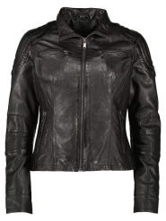 HIS Skórzana kurtka w kolorze czarnym rozmiar: 42. Czarne kurtki HIS, bez wzorów, ze skóry, bez kaptura. Za 616.45 zł.