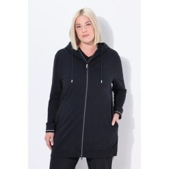 Damskie Bluza dresowa ozdobna lamówka oversize kaptur. Czarne bluzy Ulla Popken, plus size, bez wzorów, z bawełny, bez kaptura. W wyprzedaży za 191.99 zł.