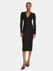 Guess Sukienka dzianinowa W5BK60 Z2YJ2 Czarny Slim Fit. Czarne sukienki Guess, m, z aplikacjami, z dzianiny, bez kołnierzyka, bez ramiączek. Za 619.99 zł.