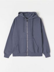 Bluza z kapturem - niebieski. Niebieskie bluzy Sinsay, l, bez wzorów, z kapturem. Za 39.99 zł.
