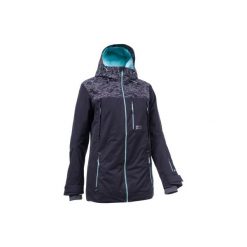 Kurtka snowboardowa i narciarska SNB JKT 500 damska. Czarne kurtki narciarskie WED'ZE, s, bez wzorów, z materiału, bez kaptura, narciarskie. Za 399.99 zł.