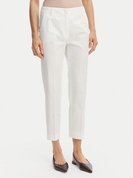 Weekend Max Mara Spodnie materiałowe Cecco 2615131082 Biały Regular Fit. Białe spodnie materiałowe Weekend Max Mara, bez wzorów, z bawełny. Za 789.99 zł.