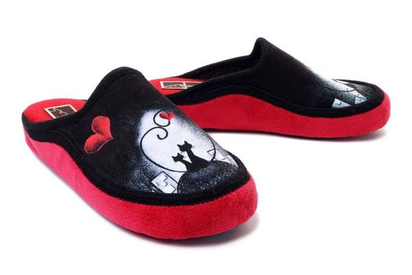MANITU 330000-04 rot/schwarz, kapcie/klapki damskie. Obuwie domowe Manitu, bez wzorów, bez zapięcia. Za 189.90 zł.