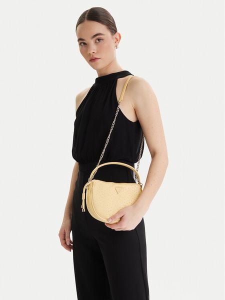 Guess Torebka Elsie Mini HWSR96 50750 Złoty. Żółte torebki klasyczne Guess, z aplikacjami, z materiału, bez dodatków. Za 529.99 zł.