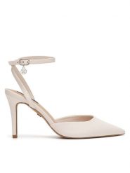 Nine West Sandały CD23029-3 Biały. Białe sandały Nine West, bez wzorów, z materiału, bez obcasa, na szpilce, bez zapięcia. Za 229.99 zł.