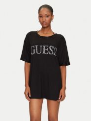 Guess T-Shirt E5GI07 K68D2 Czarny Regular Fit. Czarne t-shirty Guess, s, z aplikacjami, z wiskozy, bez kołnierzyka, bez ramiączek. Za 169.99 zł.