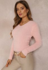 Jasnoróżowy Sweter Wełniany Aegiopis. Czerwone swetry Renee, m, bez wzorów, z jeansu, bez ramiączek. Za 54.99 zł.